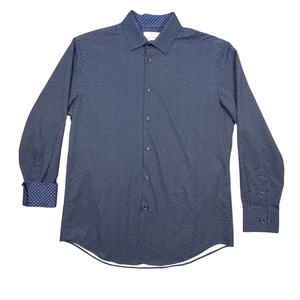 CON.STRUCT Navy Blue Micro Dot Slim Fit Cooling Comfort Stretch Shirt Mens L